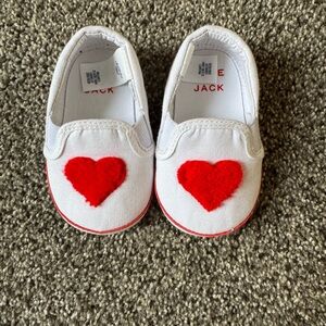 Janie and Jack White Shoes with Red Heart